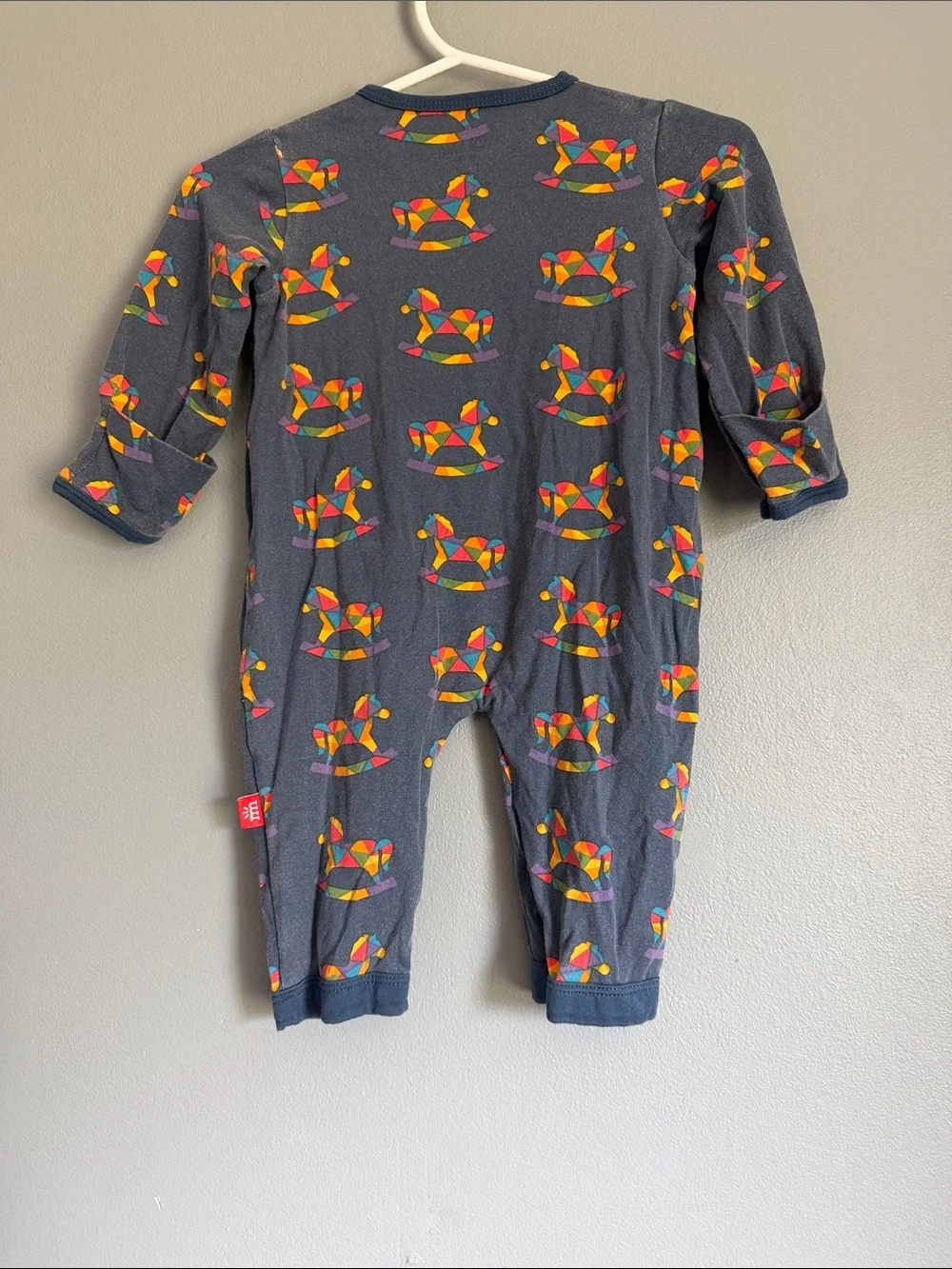 Magnetic Me Navy Geometric Rocking Horse Modal Footie Sleeper 0-3 Months